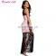 Black Splice Pink One Shoulder Patterns Of Lace Maxi Evening Dress