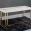 Modern marble top golden chrome leg long dining table for restaurant