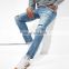 Breathable customized logo sport jeans trousers blue jeans mens blue ripped jeans for men