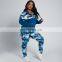Round Neck Lady Blouse Knit Casual Leg Pants Women Cotton S-5xl SKINNY large print ladies' fashion suit in camouflage print