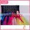 Fairy rainbow color silk material blossom knee skirt fluffy voile girl's dress children frocks designs
