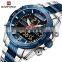 NAVIFORCE 9195 Luxury Brand Digital Sport Watch Men Steel Band Waterproof Chronograph Alarm Clock Luminous Quartz Wristwatch