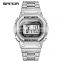 SANDA 390 Men Business Calendar Digital Watches Stainless Steel Week Display Back Light Waterproof Wristwatch