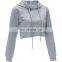 Women Fitness Sportswear Autumn Long Sleeves Fleece Warm Half Zip Crop hoodie