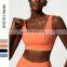 Wholesale Hot Ribbed Patchwork Square Neck Fixed Padded One Piece Adjustable Yoga Bra Top Women Gym Sports Fitness Wear
