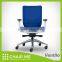 White Backrest, Blue Fabric, Blue Seat Office Chair with Adjustment Armrest and Aluminum Base