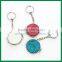 Round Shape Glitter Powder Iron Compact Comestic Mirror Key Chain