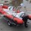 CE 5.2m Red New Style Made in China Fiberglass Inflatable Boat With Two Outboard Engine and Sound Audio and Suona
