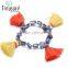 Fashion jewelry vintage ethnic New arrival round CCB bead multicolor tassel charm bracelet