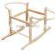 New Zealand pine wood Moses Basket Rocking Stand two side rocking dark brown white color and Log color