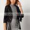 Jackets fashion women Tops Black Tassel Crop Jacket