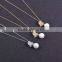 Three colors pearl with butterfly charm necklace with silver