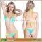 Women's Sexy Black Lace Halter Straps Bikini Swimwear Two Pieces