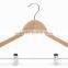 Wooden clothes hanger with clips