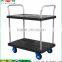 2 Tiers Platform Hand Trolley , TJG-PLA300-T2 Double hand trolley for warehouse, hand Cart Platform Cart