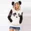 New Model Cute Animal Graphic Printed Pullover Hoodies With Earphone With Kangaroo