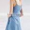 Women's Soft Slim Fit Sleeveless Blue Denim Beach Dress
