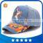 Wholsale sequins star casquette washing cotton denim children hats 5panel adjustable baseball cap for kids
