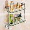80100 bathroom shelf Contracted silver Double glass shelf hotel use 3c proved