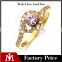 Popular 2017 Women Dubai Gold Jewelry Shiny Stainless Steel Zircon Ring Jewelry