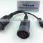 Deutsch J1939 Male Connector to J1939 Female Connector and OBD2 Female Y Cable