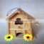 Pine wood house toy wood bird nest artificial bird nest with two window