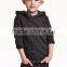 Black Cotton Fleece Plain Zipper up Baby Hoodie