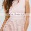 Guangzhou Wholesale Clothing OEM High Neck Sleeveless Lace Evening Dress With Pleated Skirt