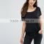 2016 Latest Europea Women Hot Selling Short Sleeve Lace Design Black T Shirt