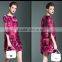 Latest European ladies digital printed gradients wrinkled dresses