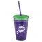 USA Made 16 oz Insulated Tumbler With Straw And Lid - double-wall, BPA/BPS-free and comes with your logo