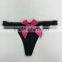 High quatily lovely pink rose ribbon sexy lingerie babydoll with sexy g-string