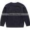 Boys' custom long sleeve crew neck plain black hand knit sweater for wholesale