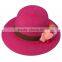 Solid Flower Wide Brim Cloche Fedora Bowler Straw Hat Summer Beach Cap