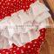 Baby romper 100% cotton with white ruffle and white dot matching wirth headband