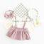 B22220A Infant baby autumn clothing sets sweet baby long sleeve blouse and sling dress sets