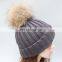 Dark grey winter fur pom warmer genuine raccoon fur pompon women hats