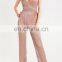 Fashion Pink Low V-neck Spaghetti Strap Onepiece Jumpsuit For Women