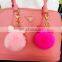 Faux Fur Pom-pom KeyChain Bag Charm Fluffy Rhinestone Bow Keyring Pendant