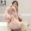 2017 New Latest Girls Fox Fur Coat With Trim / Ladies Short Coat Design