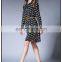 Side vent open chiffon print dress hot sell styles chiffon bow dress