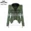 2016 Wholesale Studded Shoulder Plus Size Lapel Jeans Women Denim Jacket