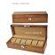 6 Slot Wooden Watch Box PU Leather Display Case Organizer Glass Jewelry Storage box