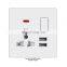 New white flame retardant PC panel electric wall switch socket with 2USB port dual MF3 pin socket switch with light