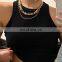 2021 Hot Custom Logo, Summer Lady White Black Ribbed Crop Tank Top Women/