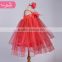 New style high waistband fluffy voile knee high dress refreshing red