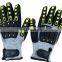 High Impact Cut Resistant TPR Knuckle Protection Nitrile Sandy Coated Hand Working Mechanical Gloves
