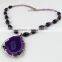 Stripped Onyx & Amethyst Antique 925 Sterling Silver Necklace, Silver Jewellery, 925 Silver Jewellery