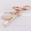 Jewelry Wholesale Fashion 18K Gold Plated Crystal Flower & Heart Keychain Keyring