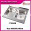 Cheap Stainless Steel Double Bowl Top Mount Kitchen Sink with top quality